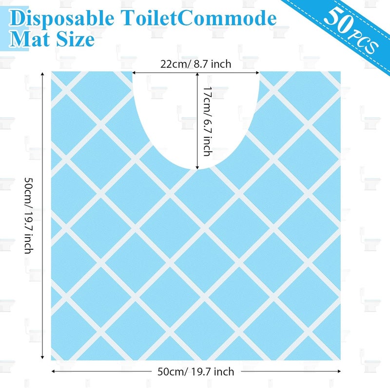 Layhit 50 Pcs Disposable Toilet Commode Mat 20 x 20 Deodorizing Toilet Mat Waterproof U Shaped Blue Pad for Older Potty Training Pee Incontinence Bathroom Floor Non Slip(Diamond) - Image 2